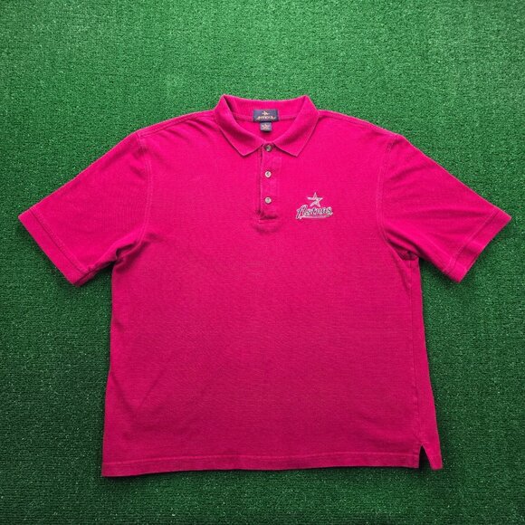 Houston Astros Polo Shirt Mens Large/XL Red Vintage Y2K MLB Baseball Sports - Picture 1 of 8